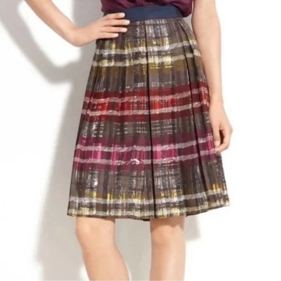 Trina Turk ‘Tidepool’ silk pleated lined skirt 4 - Picture 1 of 8